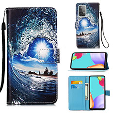 Leather Case Stands Fashionable Pattern Flip Cover Holder Y02B for Samsung Galaxy A52s 5G Navy Blue