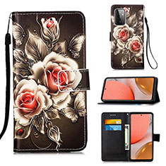 Leather Case Stands Fashionable Pattern Flip Cover Holder Y02B for Samsung Galaxy A72 5G Black