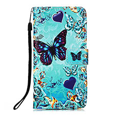 Leather Case Stands Fashionable Pattern Flip Cover Holder Y02B for Samsung Galaxy A73 5G Sky Blue