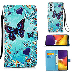 Leather Case Stands Fashionable Pattern Flip Cover Holder Y02B for Samsung Galaxy F34 5G Sky Blue