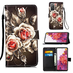 Leather Case Stands Fashionable Pattern Flip Cover Holder Y02B for Samsung Galaxy S20 FE 4G Black