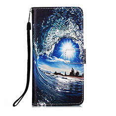 Leather Case Stands Fashionable Pattern Flip Cover Holder Y02B for Xiaomi Redmi K40 5G Navy Blue