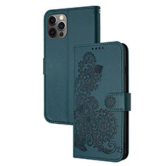 Leather Case Stands Fashionable Pattern Flip Cover Holder Y02X for Apple iPhone 15 Pro Green