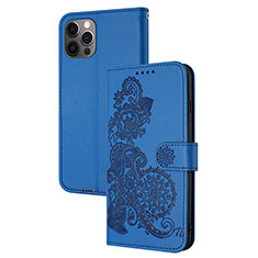 Leather Case Stands Fashionable Pattern Flip Cover Holder Y02X for Apple iPhone 15 Pro Max Blue