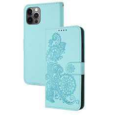 Leather Case Stands Fashionable Pattern Flip Cover Holder Y02X for Apple iPhone 15 Pro Max Sky Blue