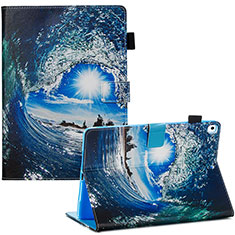 Leather Case Stands Fashionable Pattern Flip Cover Holder Y03B for Apple iPad 10.2 (2021) Navy Blue