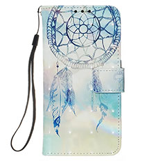 Leather Case Stands Fashionable Pattern Flip Cover Holder Y03B for Samsung Galaxy A01 SM-A015 Mint Blue