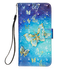 Leather Case Stands Fashionable Pattern Flip Cover Holder Y03B for Samsung Galaxy A01 SM-A015 Sky Blue
