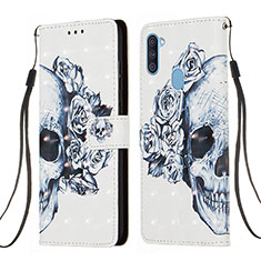 Leather Case Stands Fashionable Pattern Flip Cover Holder Y03B for Samsung Galaxy A11 Black