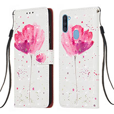 Leather Case Stands Fashionable Pattern Flip Cover Holder Y03B for Samsung Galaxy A11 Pink