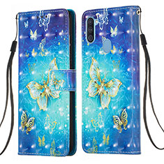 Leather Case Stands Fashionable Pattern Flip Cover Holder Y03B for Samsung Galaxy A11 Sky Blue