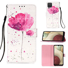 Leather Case Stands Fashionable Pattern Flip Cover Holder Y03B for Samsung Galaxy A12 5G Pink