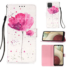 Leather Case Stands Fashionable Pattern Flip Cover Holder Y03B for Samsung Galaxy A12 Pink