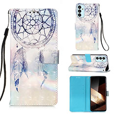 Leather Case Stands Fashionable Pattern Flip Cover Holder Y03B for Samsung Galaxy A15 5G Mint Blue