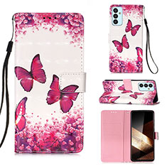 Leather Case Stands Fashionable Pattern Flip Cover Holder Y03B for Samsung Galaxy A15 LTE Hot Pink