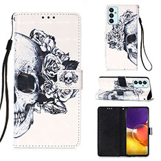 Leather Case Stands Fashionable Pattern Flip Cover Holder Y03B for Samsung Galaxy A24 4G Black