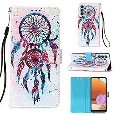 Leather Case Stands Fashionable Pattern Flip Cover Holder Y03B for Samsung Galaxy A32 4G Colorful