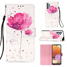 Leather Case Stands Fashionable Pattern Flip Cover Holder Y03B for Samsung Galaxy A32 5G Pink
