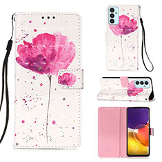 Leather Case Stands Fashionable Pattern Flip Cover Holder Y03B for Samsung Galaxy A34 5G Pink