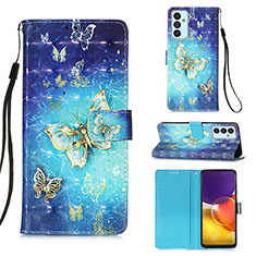 Leather Case Stands Fashionable Pattern Flip Cover Holder Y03B for Samsung Galaxy A34 5G Sky Blue