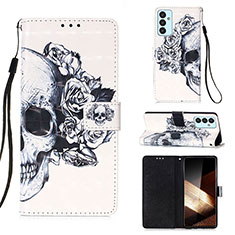 Leather Case Stands Fashionable Pattern Flip Cover Holder Y03B for Samsung Galaxy A35 5G Black