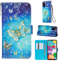 Leather Case Stands Fashionable Pattern Flip Cover Holder Y03B for Samsung Galaxy A41 Sky Blue