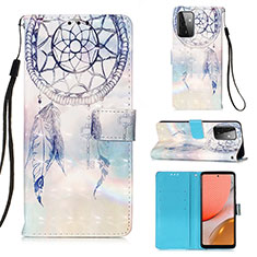 Leather Case Stands Fashionable Pattern Flip Cover Holder Y03B for Samsung Galaxy A72 5G Mint Blue