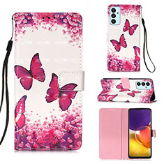 Leather Case Stands Fashionable Pattern Flip Cover Holder Y03B for Samsung Galaxy A82 5G Hot Pink