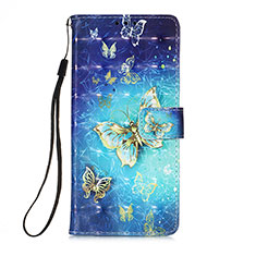 Leather Case Stands Fashionable Pattern Flip Cover Holder Y03B for Samsung Galaxy F02S SM-E025F Sky Blue