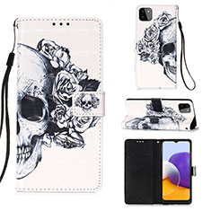 Leather Case Stands Fashionable Pattern Flip Cover Holder Y03B for Samsung Galaxy F42 5G Black