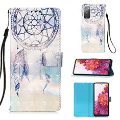 Leather Case Stands Fashionable Pattern Flip Cover Holder Y03B for Samsung Galaxy S20 FE 5G Mint Blue