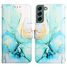 Leather Case Stands Fashionable Pattern Flip Cover Holder Y03B for Samsung Galaxy S21 5G Green