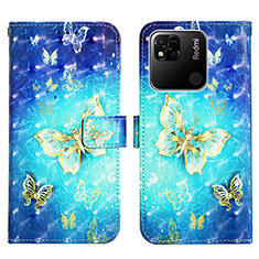 Leather Case Stands Fashionable Pattern Flip Cover Holder Y03B for Xiaomi POCO C31 Sky Blue