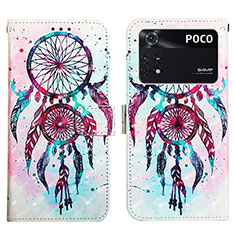 Leather Case Stands Fashionable Pattern Flip Cover Holder Y03B for Xiaomi Poco M4 Pro 4G Colorful