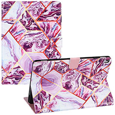 Leather Case Stands Fashionable Pattern Flip Cover Holder Y04B for Apple iPad 10.2 (2021) Purple