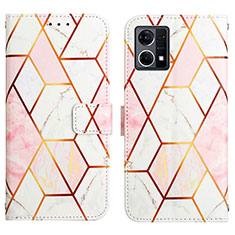 Leather Case Stands Fashionable Pattern Flip Cover Holder Y04B for Oppo F21 Pro 4G White
