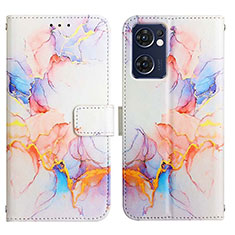 Leather Case Stands Fashionable Pattern Flip Cover Holder Y04B for Oppo Find X5 Lite 5G Blue