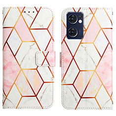 Leather Case Stands Fashionable Pattern Flip Cover Holder Y04B for Oppo Find X5 Lite 5G White