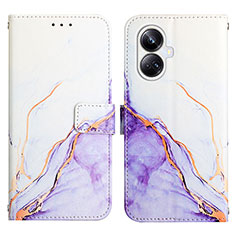 Leather Case Stands Fashionable Pattern Flip Cover Holder Y04B for Realme 10 Pro+ Plus 5G Purple