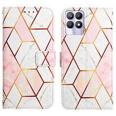 Leather Case Stands Fashionable Pattern Flip Cover Holder Y04B for Realme 8i White