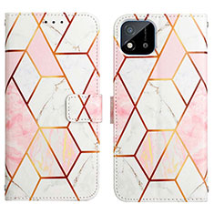 Leather Case Stands Fashionable Pattern Flip Cover Holder Y04B for Realme C20 White