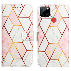 Leather Case Stands Fashionable Pattern Flip Cover Holder Y04B for Realme C25 White