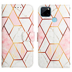 Leather Case Stands Fashionable Pattern Flip Cover Holder Y04B for Realme C25Y White