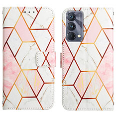 Leather Case Stands Fashionable Pattern Flip Cover Holder Y04B for Realme GT Master 5G White