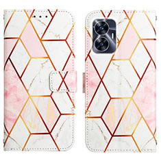 Leather Case Stands Fashionable Pattern Flip Cover Holder Y04B for Realme Narzo N55 White