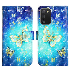 Leather Case Stands Fashionable Pattern Flip Cover Holder Y04B for Samsung Galaxy A03s Sky Blue