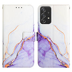 Leather Case Stands Fashionable Pattern Flip Cover Holder Y04B for Samsung Galaxy A23 4G Purple