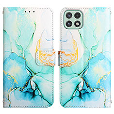 Leather Case Stands Fashionable Pattern Flip Cover Holder Y04B for Samsung Galaxy F42 5G Green