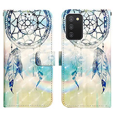 Leather Case Stands Fashionable Pattern Flip Cover Holder Y04B for Samsung Galaxy M02s Mint Blue