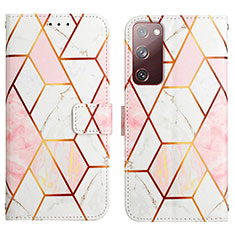 Leather Case Stands Fashionable Pattern Flip Cover Holder Y04B for Samsung Galaxy S20 FE 4G White